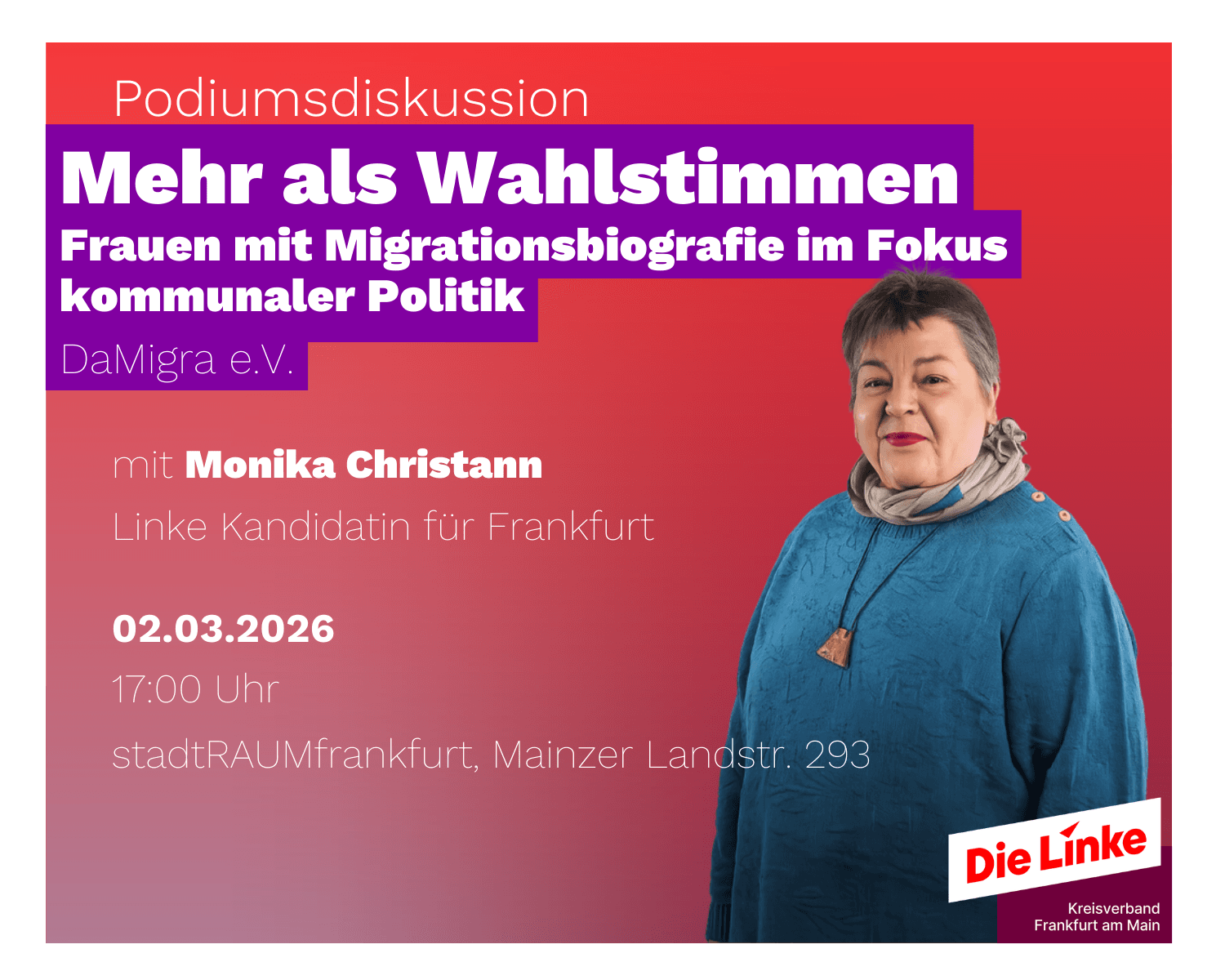 Podiumsdiskussion: Mehr als Wahlstimmen - Frauen mit Migrationsbiografie im Fokus kommunaler Politik