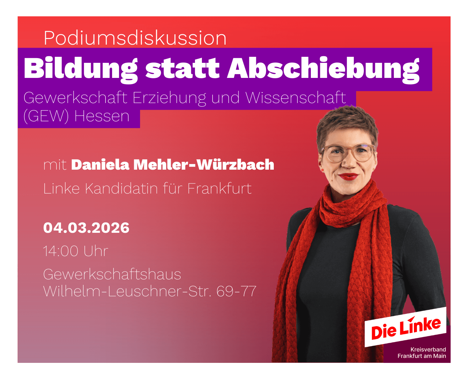 Podiumsdiskussion: "Bildung statt Abschiebung" der GEW Hessen