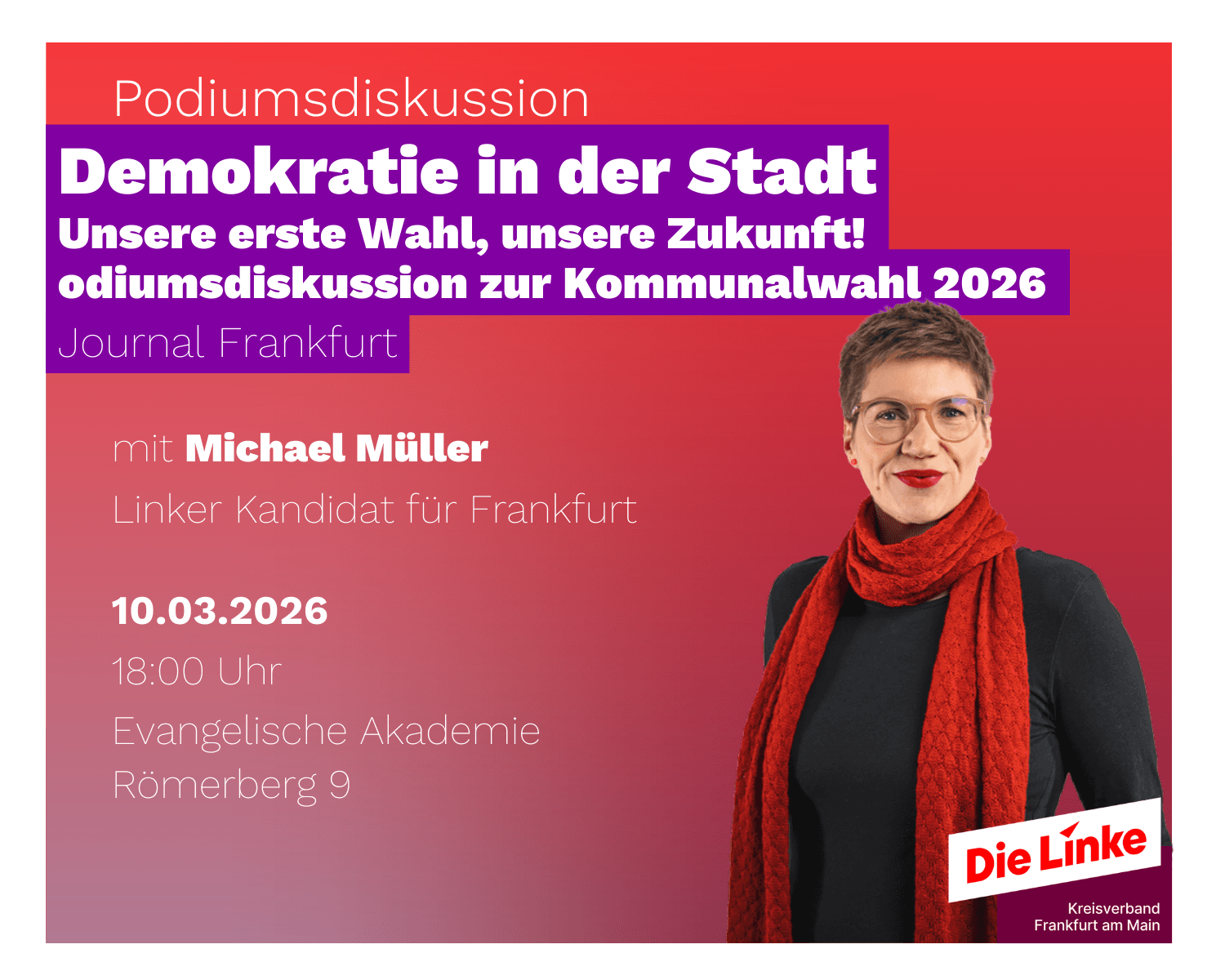 Podiumsdiskussion: "Demokratie in der Stadt - Unsere erste Wahl, unsere Zukunft!"